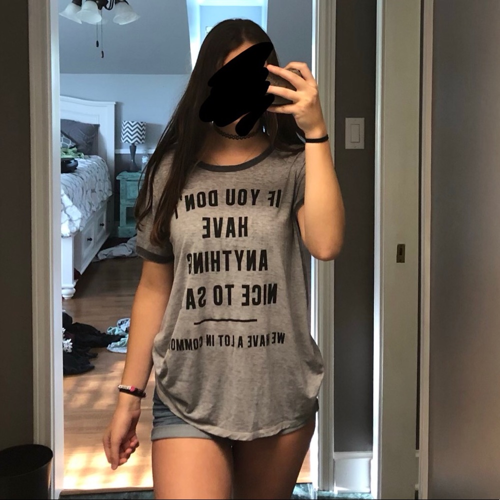 grey T-shirt